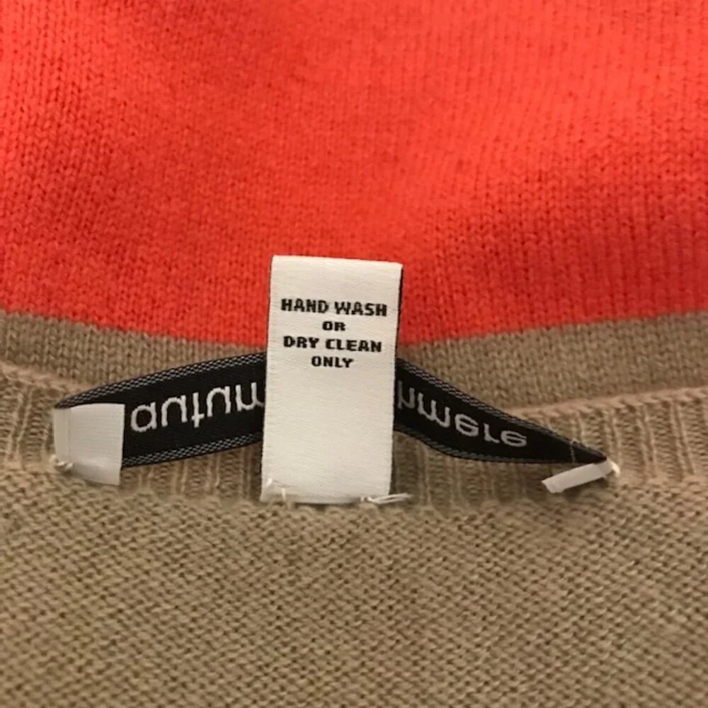 Autumn Cashmere Women's 100% Cashmere Striped 3/4 Sleeve Sweater Size XS
